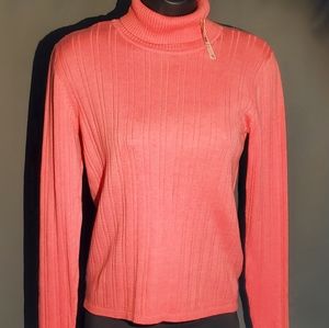 NWT Talbots Petite PP (PXS)XS Pink Cotton Turtleneck
